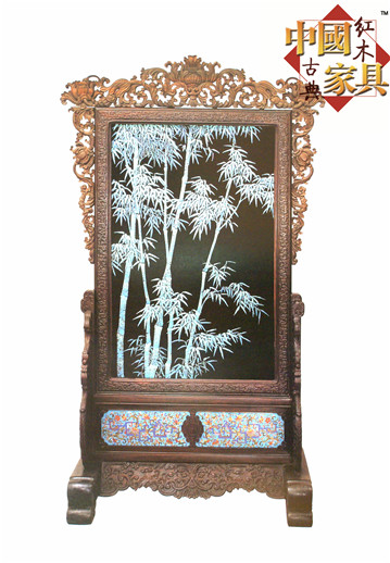 8、紫檀點(diǎn)翠竹插屏